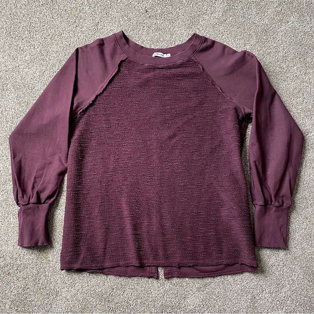 RED HAUTE Crew Neck Sweatshirt, Women’s Size MED, Deep Plum - EVEREVE